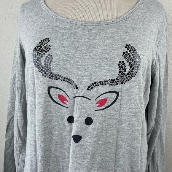 EUC Soft Sensations Womens Christmas Reindeer Pajama Top Size L - Picture 2 of 5